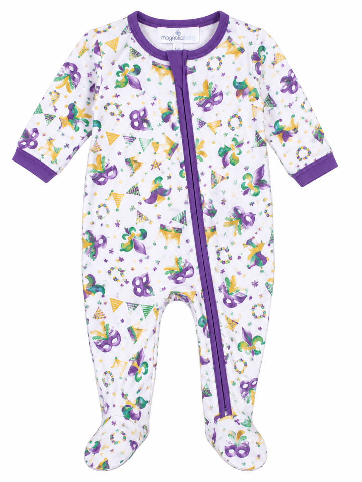 Mardi Gras Zipper Pajamas - Magnolia Baby