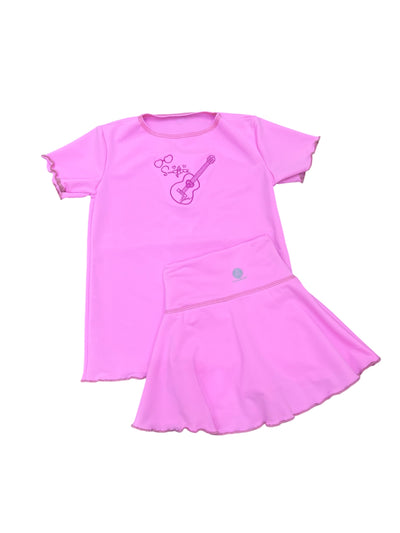 Taylor Swift Bubblegum Pink Athleisure Skort & Shirt Set - Yoga Baby