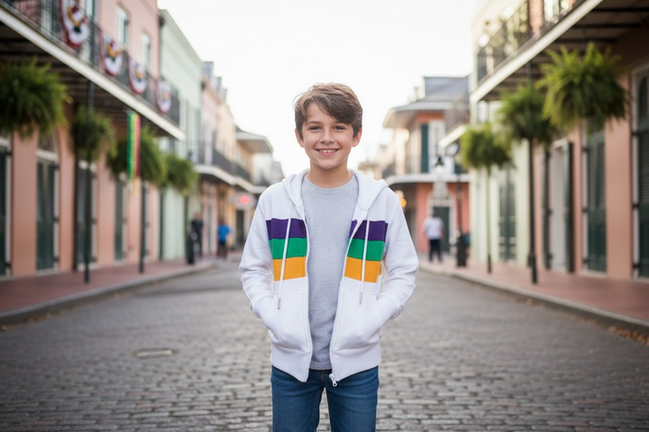 Mardi Gras Rugby Zip Up Jacket - Lulu Bebe