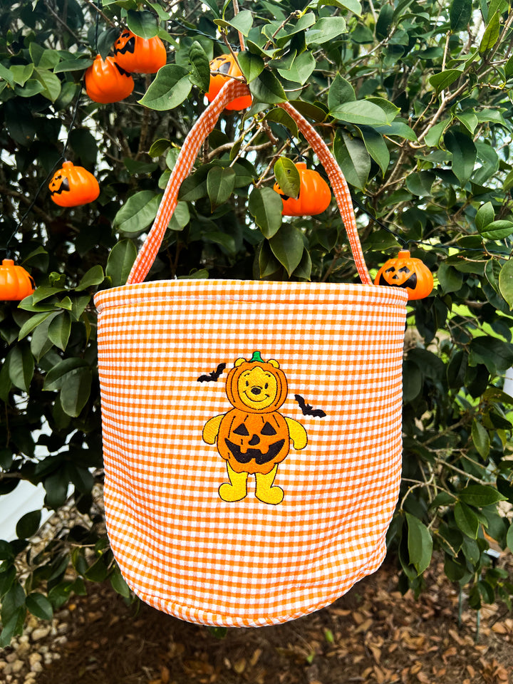 Orange Gingham Halloween Bucket