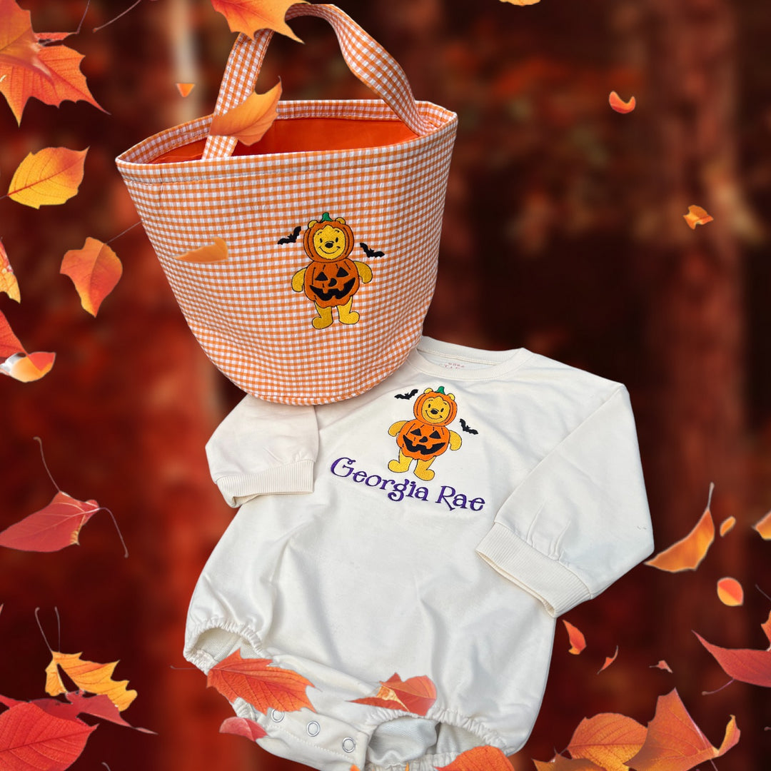 Orange Gingham Halloween Bucket