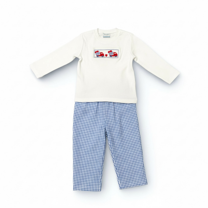 Boys Smocked Valentine's Pant Set - petit bébé