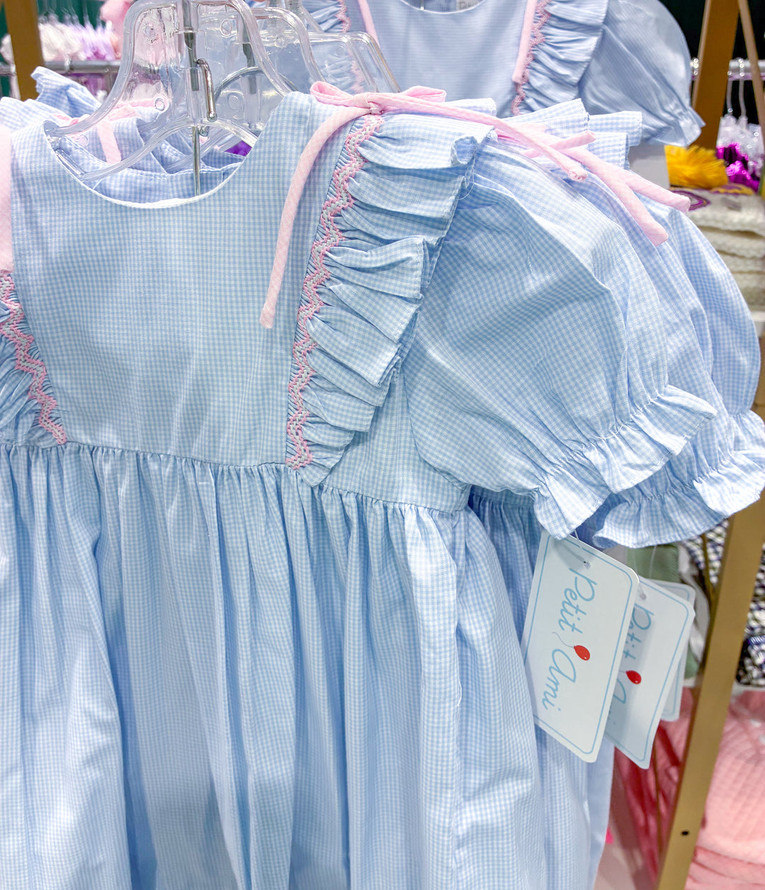 Pink and Blue Gingham Ruffle Dress - Petit Ami