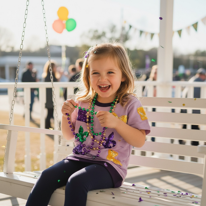 Louisiana Mardi Gras Girl Sequin Shirt