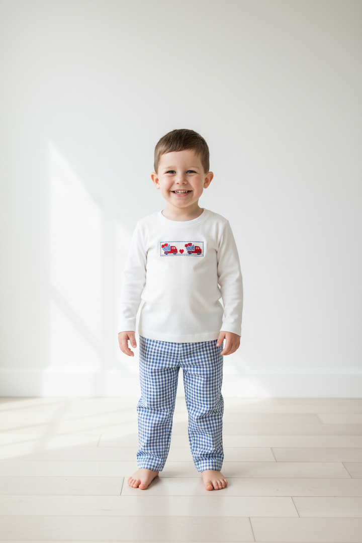 Boys Smocked Valentine's Pant Set - petit bébé