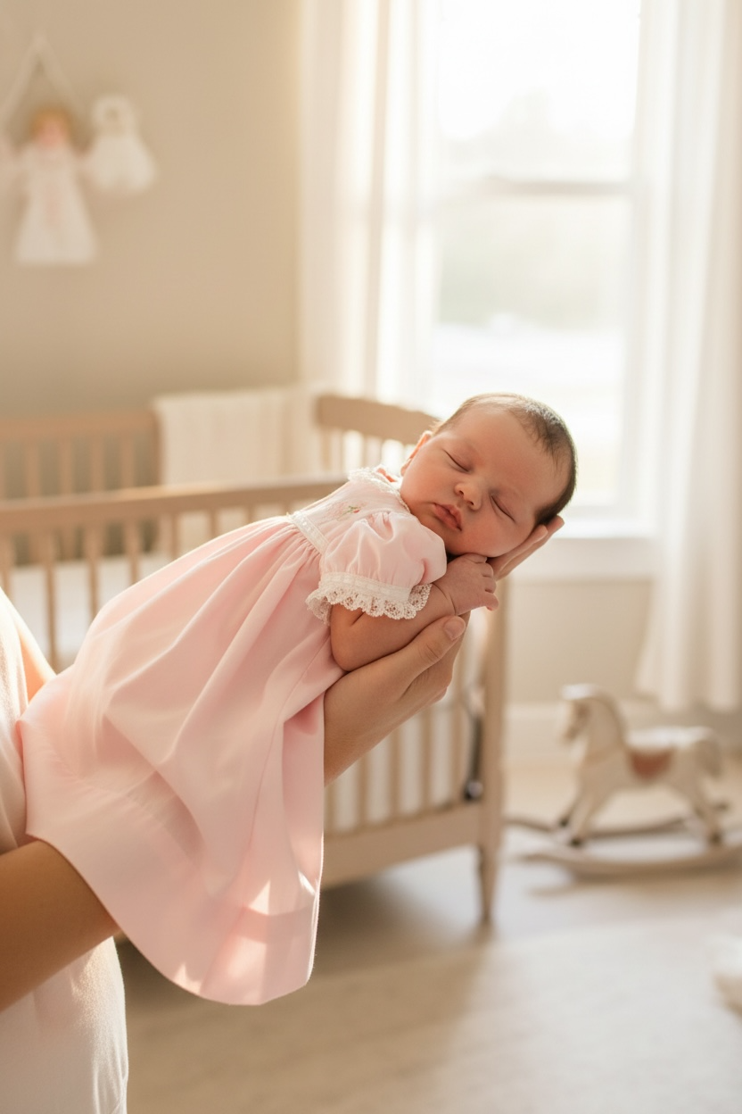 Pink Newborn Heirloom Christmas Daygown - Lullaby Set