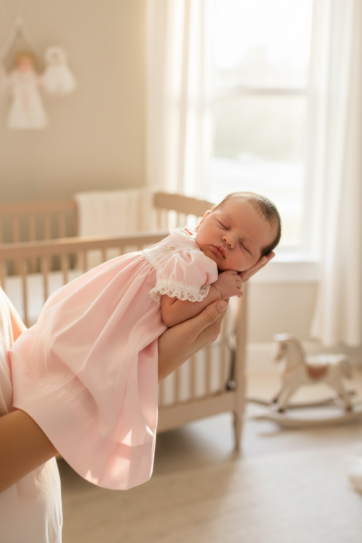 Pink Newborn Heirloom Christmas Daygown - Lullaby Set