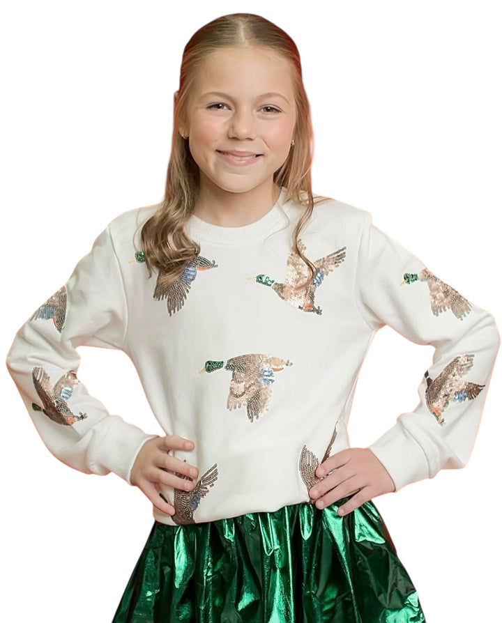 Sequin Mallard Duck Sweatshirt - Belle Cher