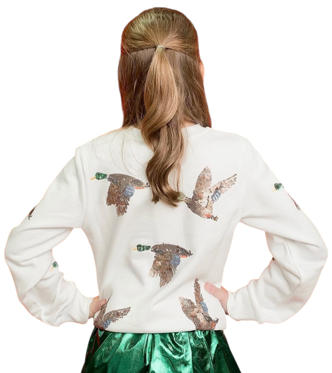Sequin Mallard Duck Sweatshirt - Belle Cher