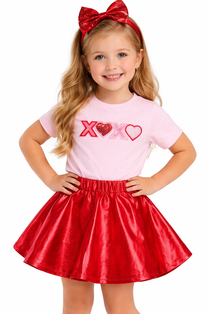Red Metallic Skort - Lulu Bebe