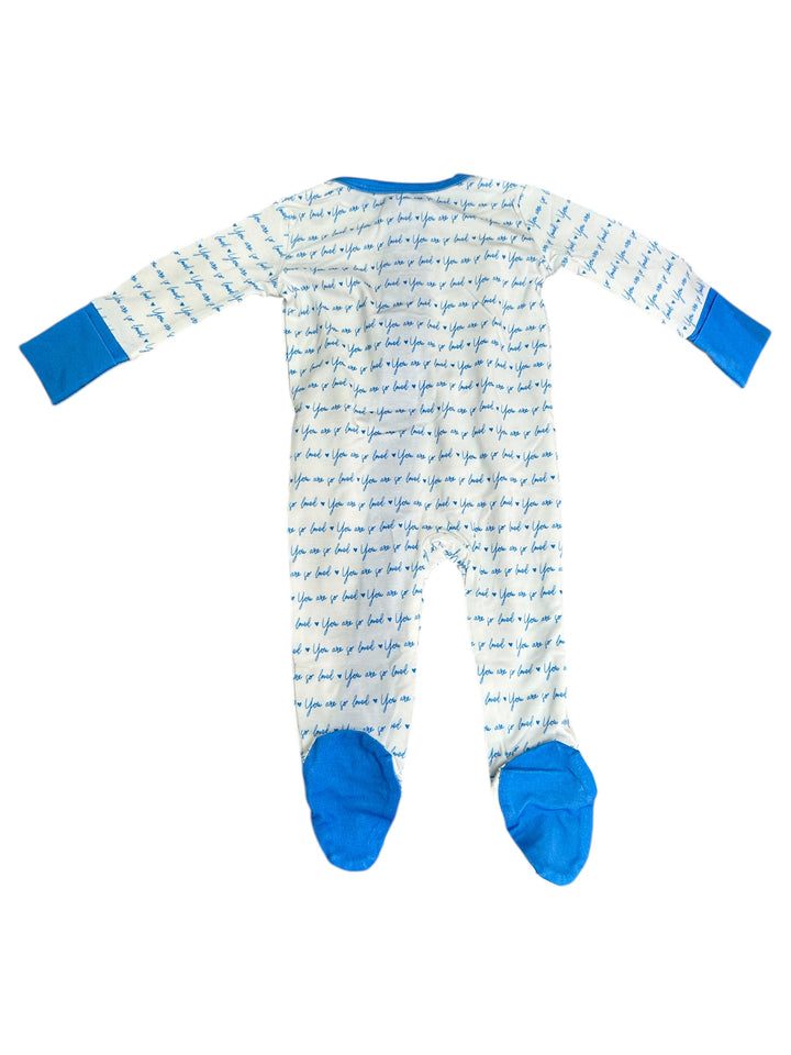 Blue So Loved Footie Pajama - Weisinger Bamboo