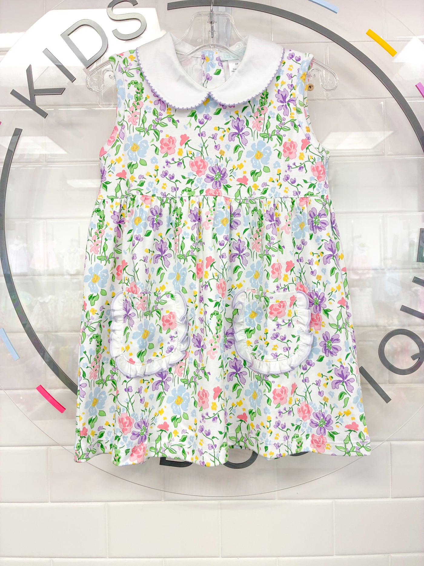 Floral Pima White Collar Dress - La Luna