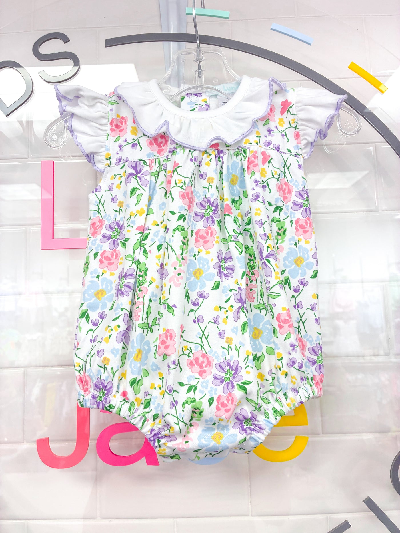 Floral Pima Ruffle Collar Bubble - La Luna