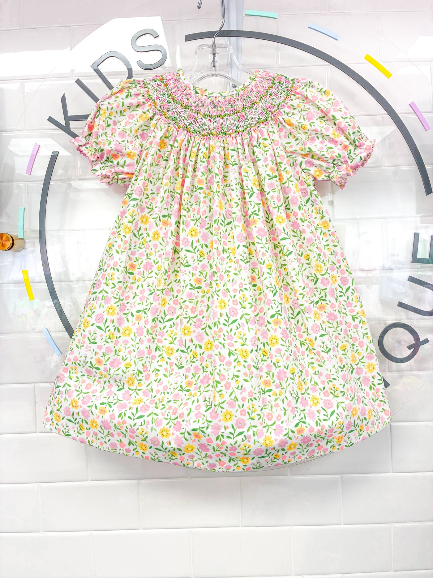 Smocked Floral Dress - Lulu Bebe