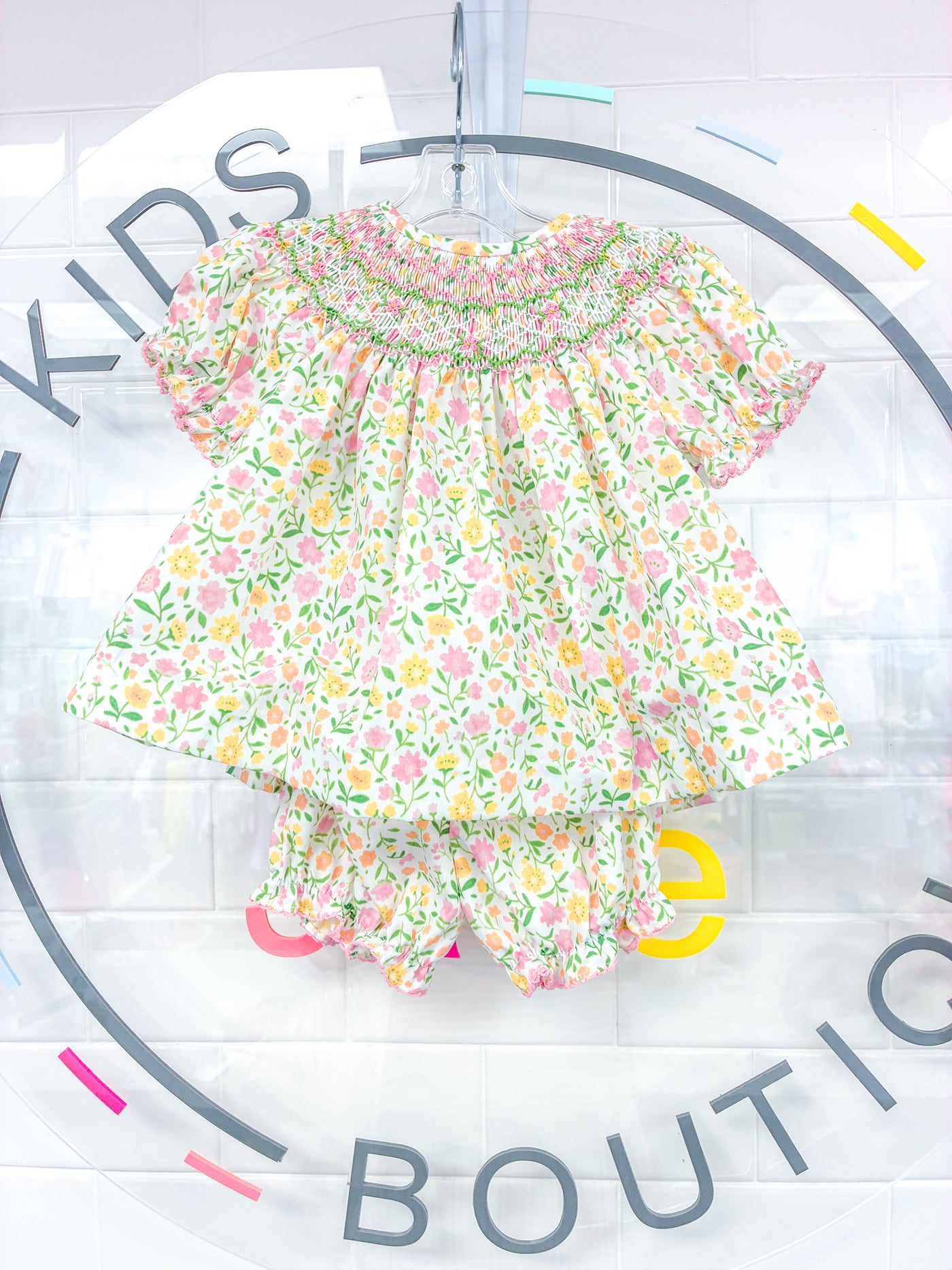 Smocked Floral Bloomer Set - Lulu Bebe
