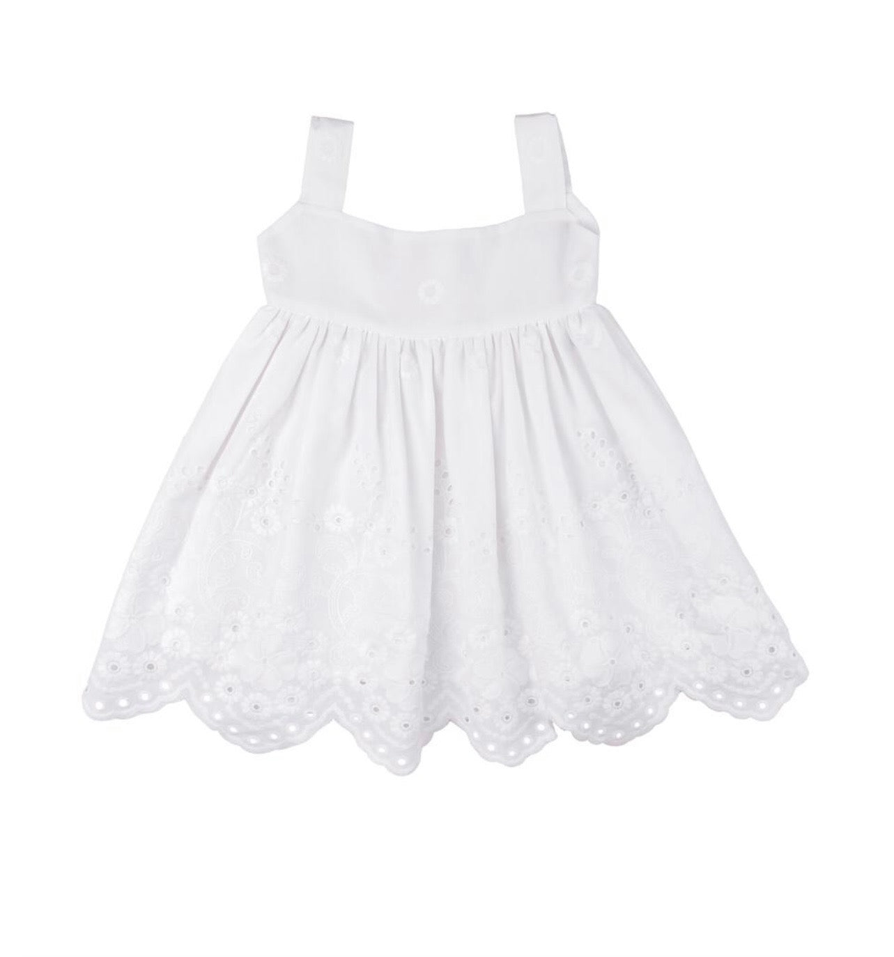 White Linen Eyelet Dress - Bella & Emma - 12M