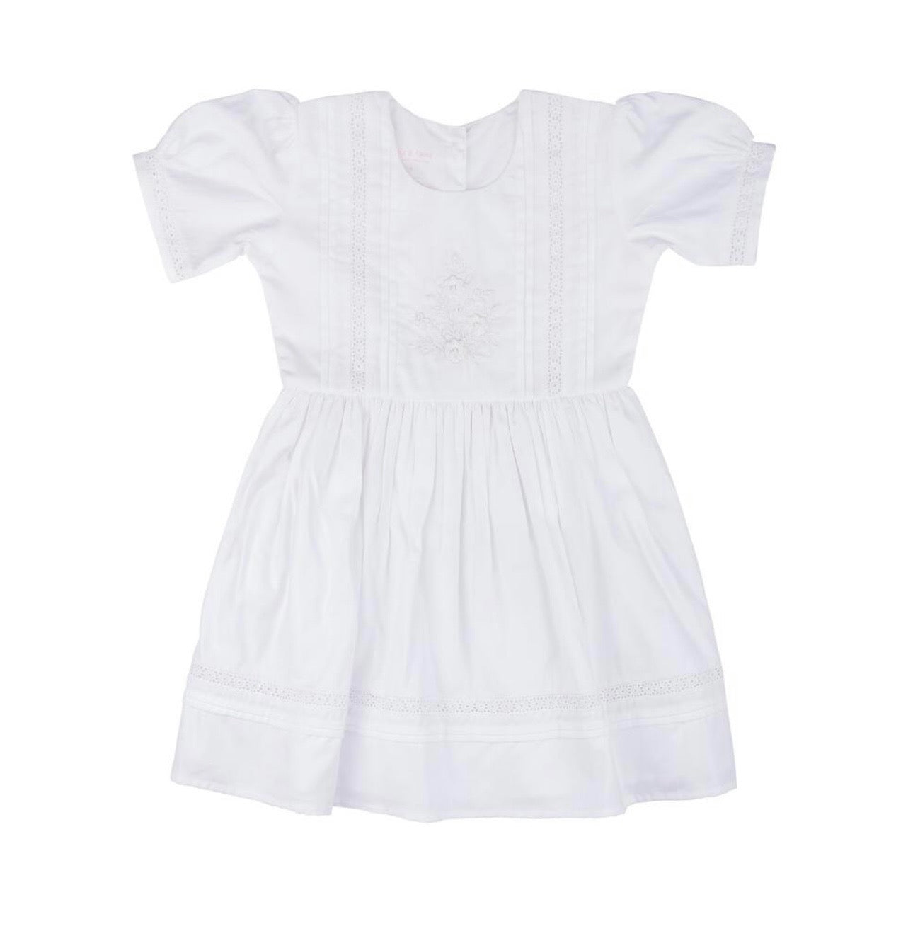 Lace & Pintuck White Linen Dress - Bella & Emma