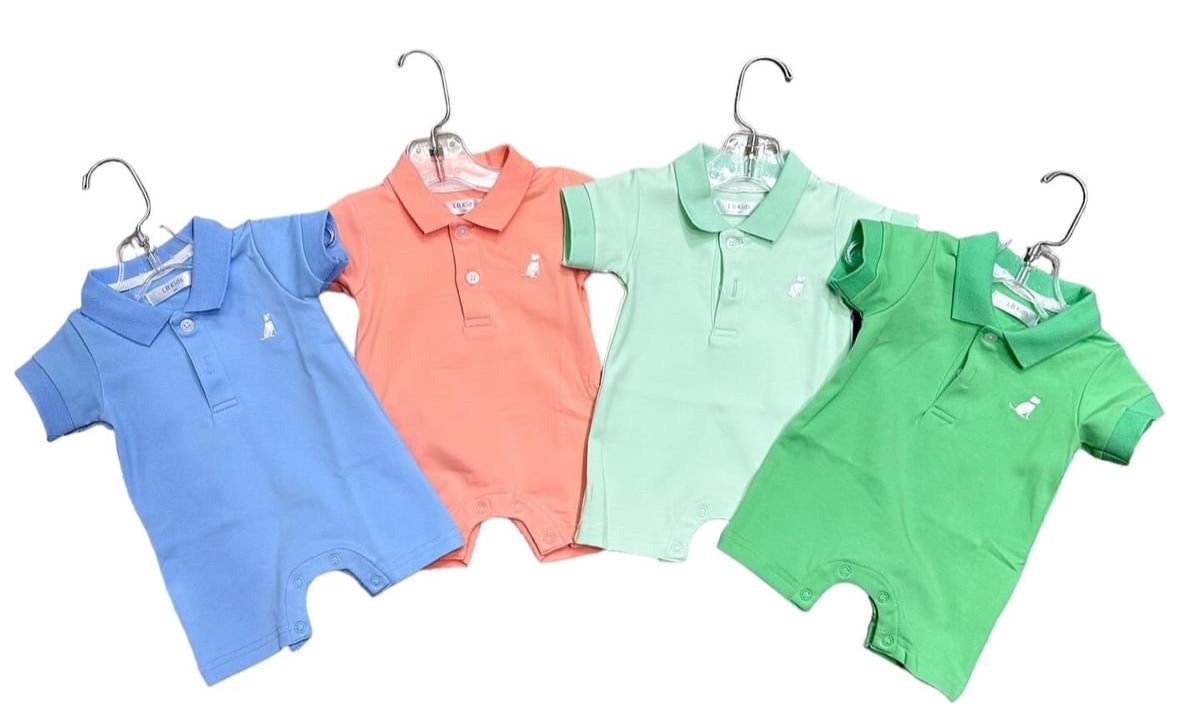 Boys Polo Rompers - Lulu Bebe