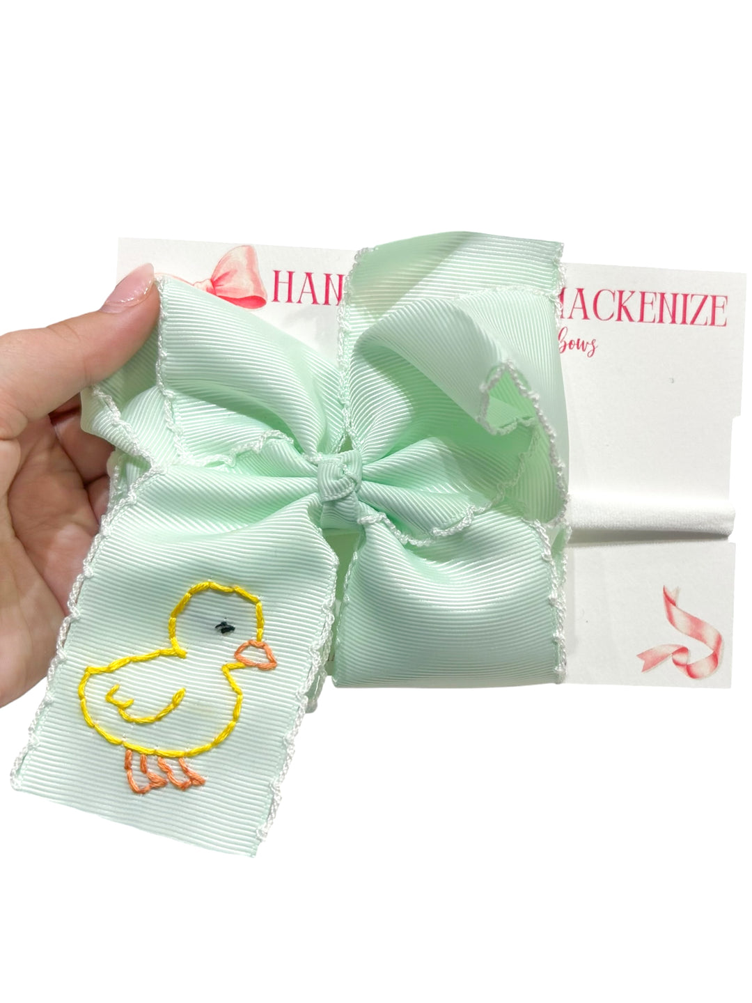 Mint Hand-stitched Duck Bows