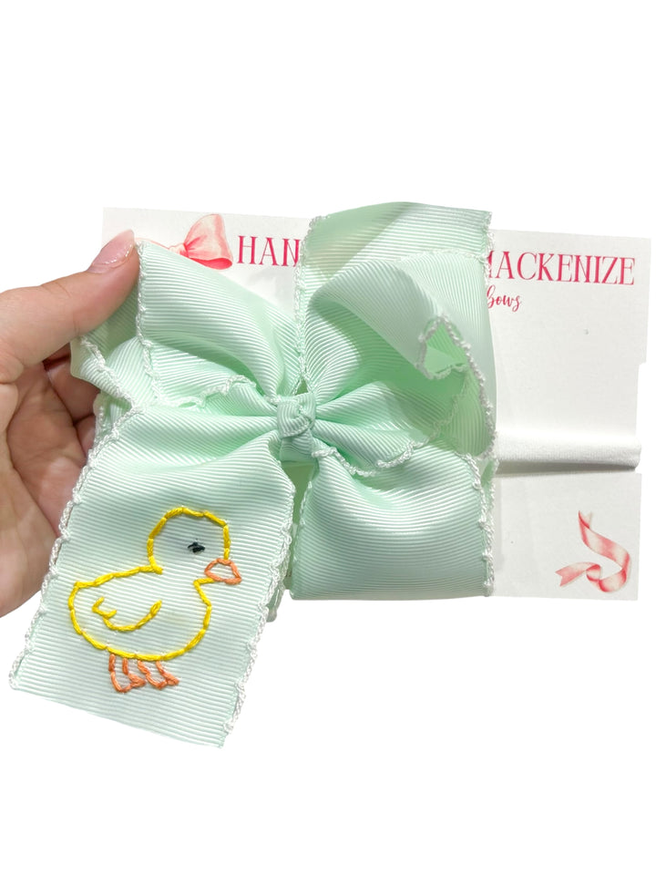 Mint Hand-stitched Duck Bows