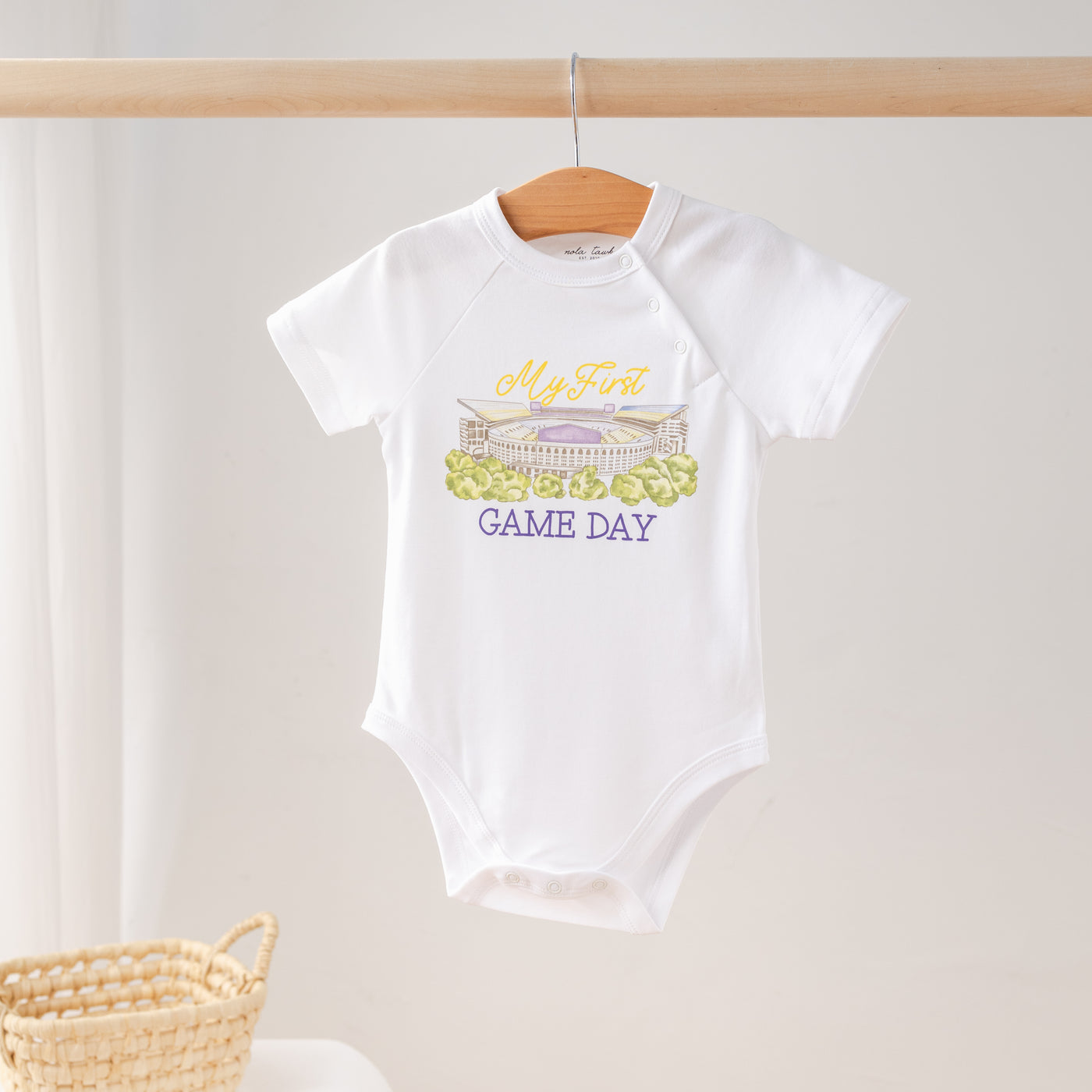 My First Game Day - LSU Organic Cotton Onesie - Nola Tawk