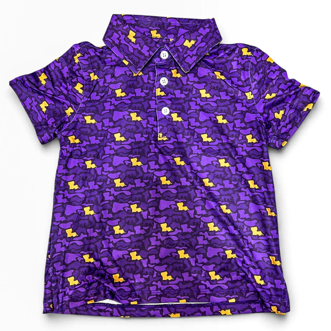 Purple & Gold Louisiana Camo Polo - Meripex