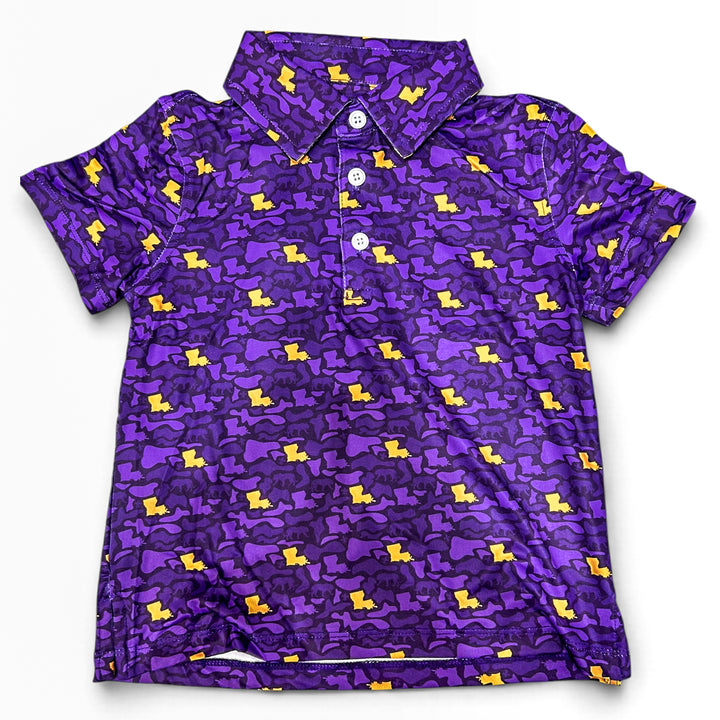 Purple & Gold Louisiana Camo Polo - Meripex