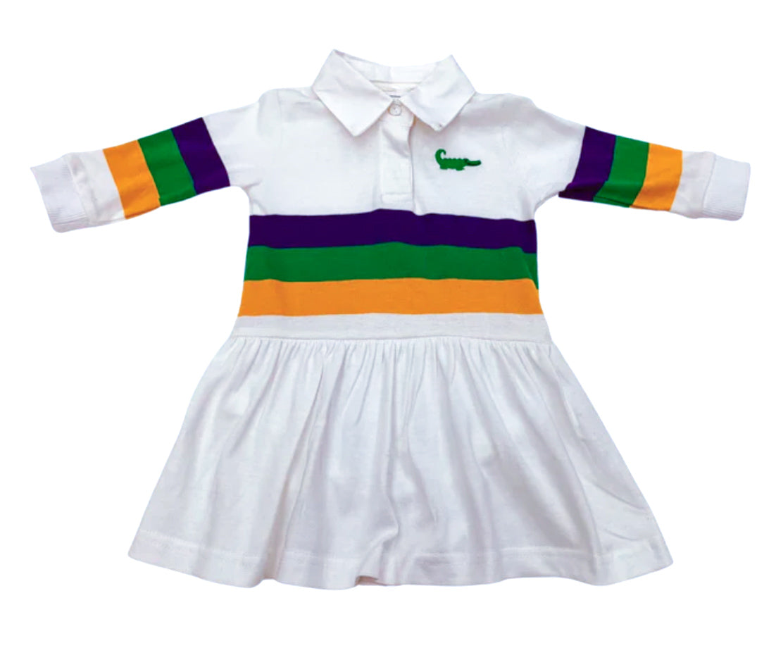 Mardi Gras Rugby Girls Polo Drop - Waist Dress