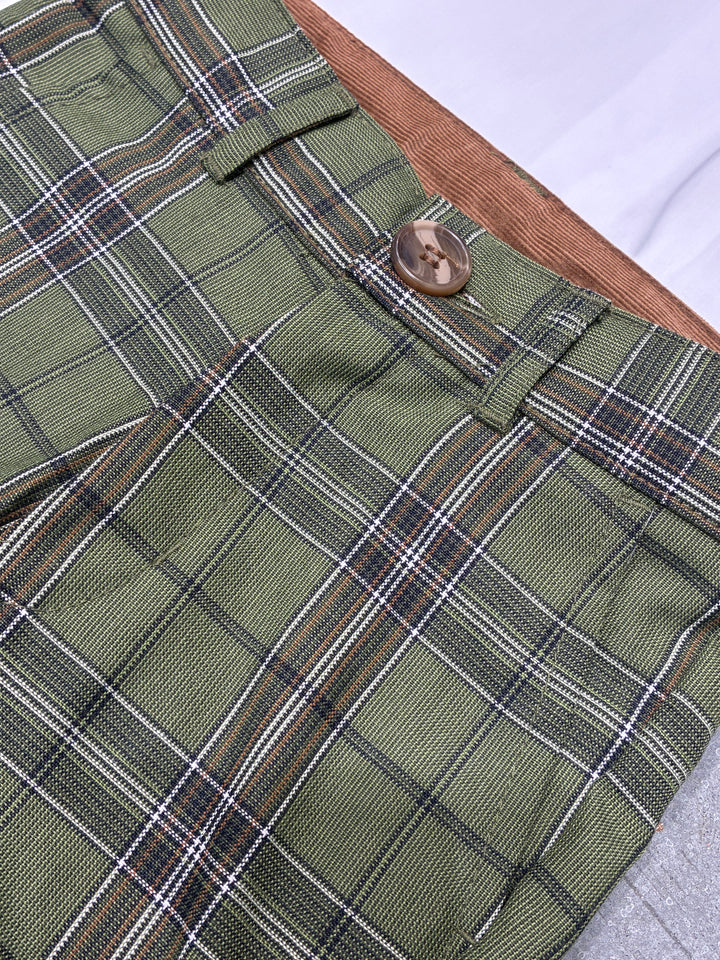 Highland Plaid Pant and White w/ Brown Trim Peter Shirt - Zuccini Kids