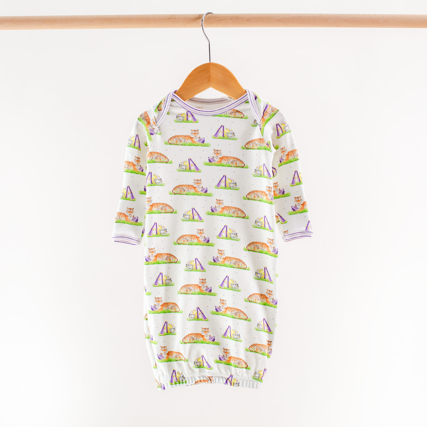 Mascot Mania in Louisiana Organic Cotton Baby Gown - Nola Tawk