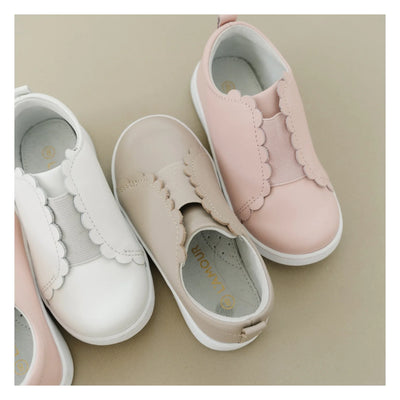 L'Amour Scalloped Phoebe Slip-on Sneaker - White or Pink Glitter