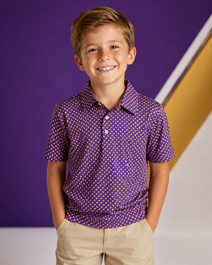 Purple & Gold Football Polo - FINN