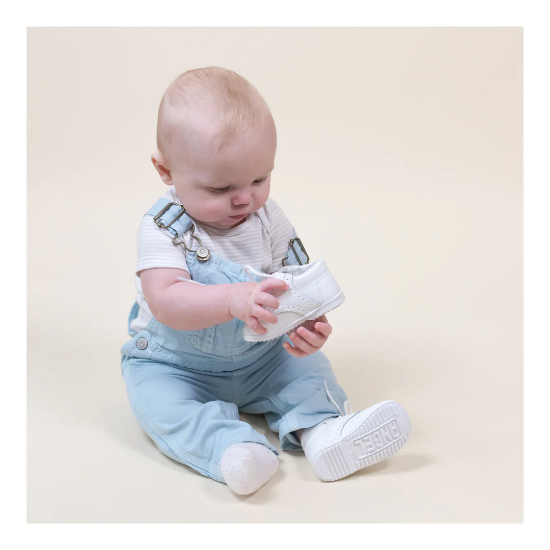 Boy's White Leather Oxford Lace Up Shoe - L'Amour