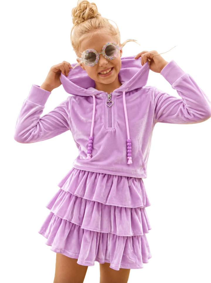 Lavender Velvet Velour Skirt Set - Lulu Bebe