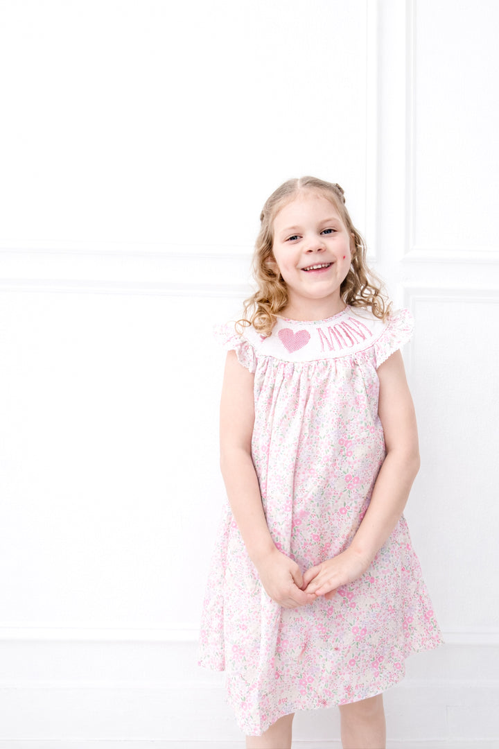 Caroline Floral "I Love Mom" Dress - Poppy Kids