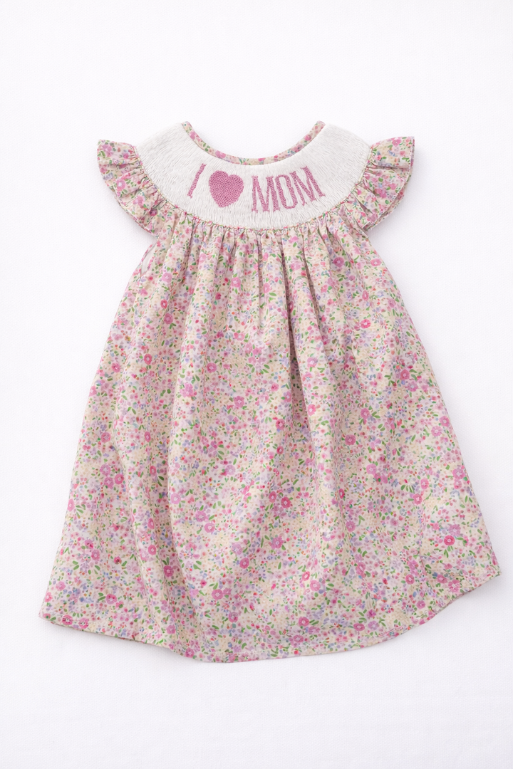 Caroline Floral "I Love Mom" Dress - Poppy Kids