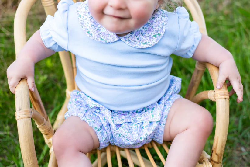 Pima Cotton Floral Collar Bubble with Floral Bloomers - Maddie & Connor