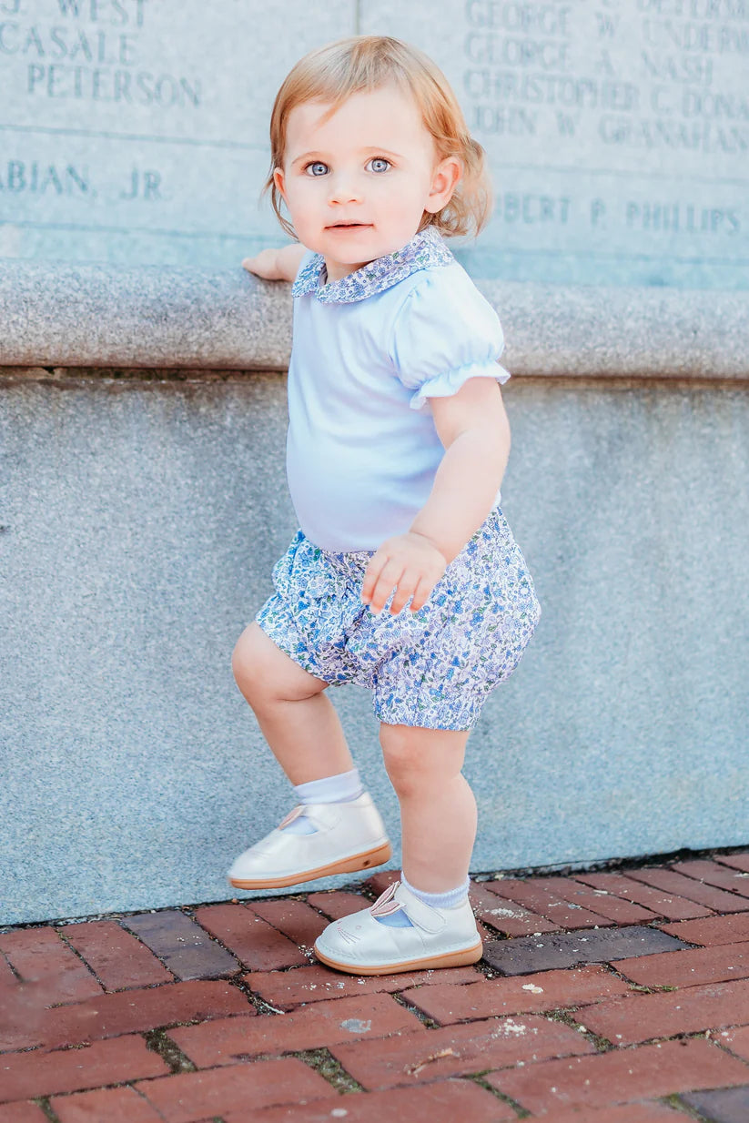 Blue Floral Pima Bloomer Set - Maddie & Connor