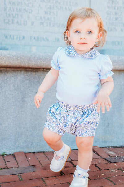 Blue Floral Pima Bloomer Set - Maddie & Connor