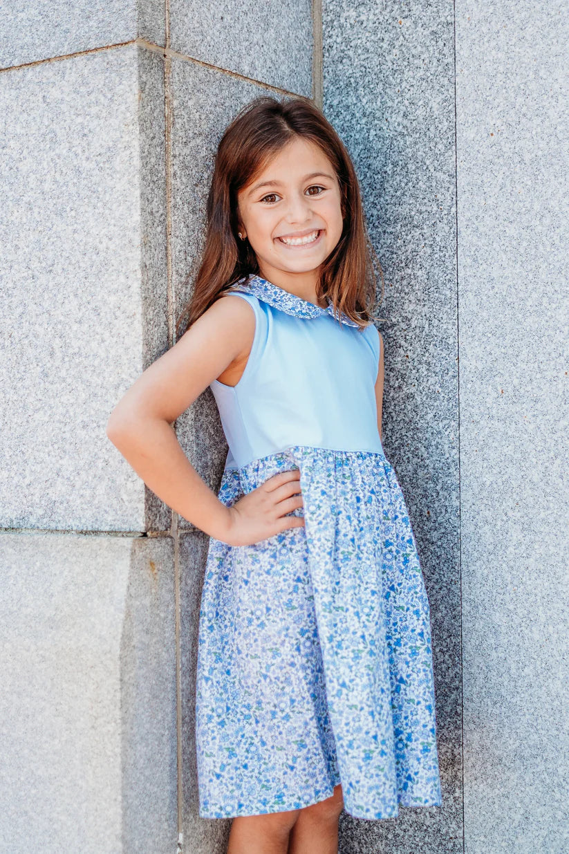 Blue Floral Olivia Pima Dress - Maddie & Connor