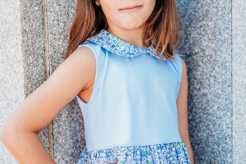 Blue Floral Olivia Pima Dress - Maddie & Connor