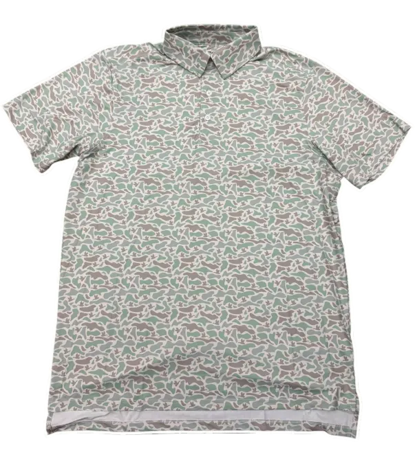 camo polo on a white background