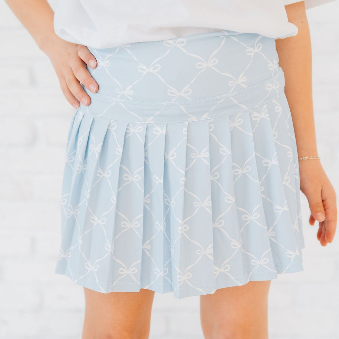 Light Blue Bow Trellis Active Skort - Sweet Wink