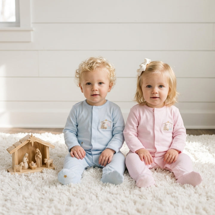 Pink & Blue Nativity Footies - Baby Loren