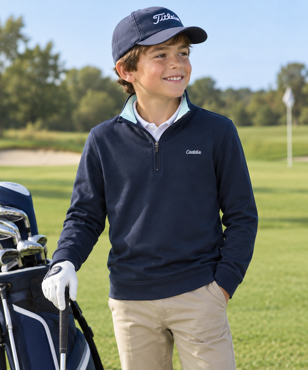 Youth Quater Zip Performance Pullover - Caddie