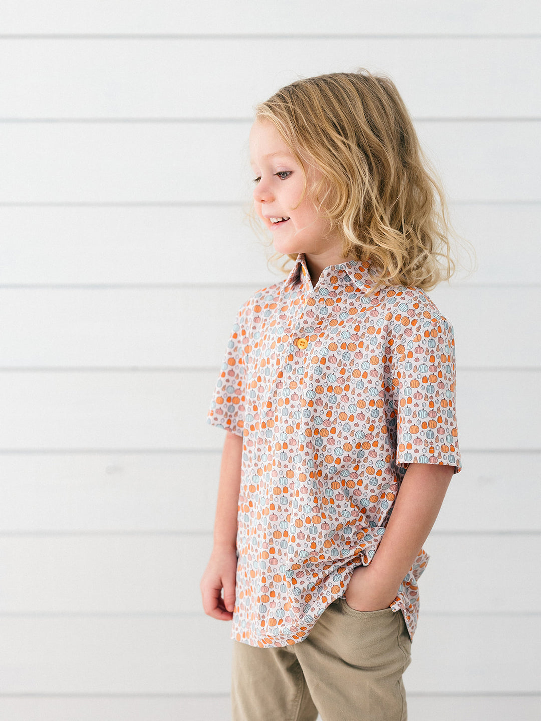 Orange Pumpkin Polo - Poppy Kids