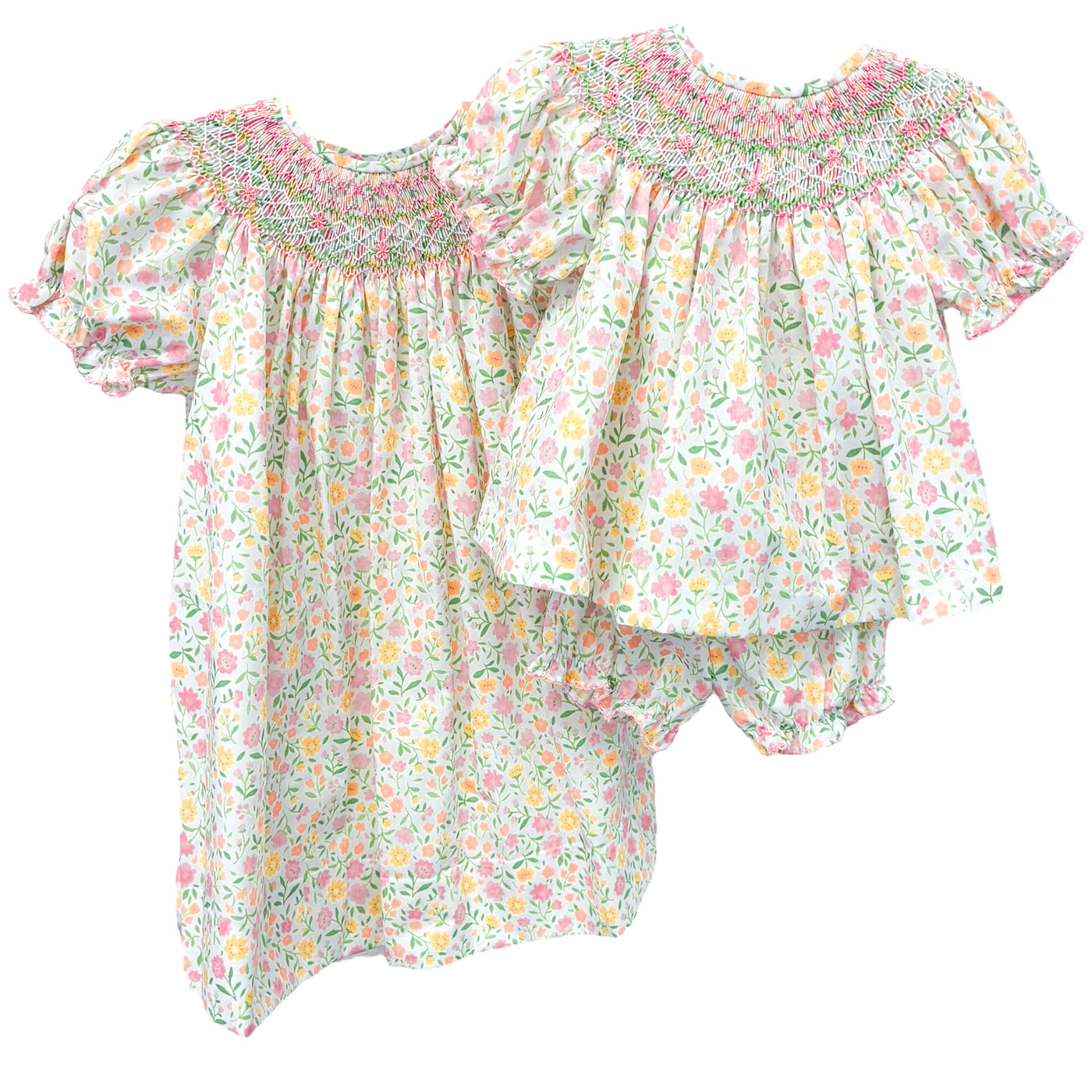 Smocked Floral Dress - Lulu Bebe