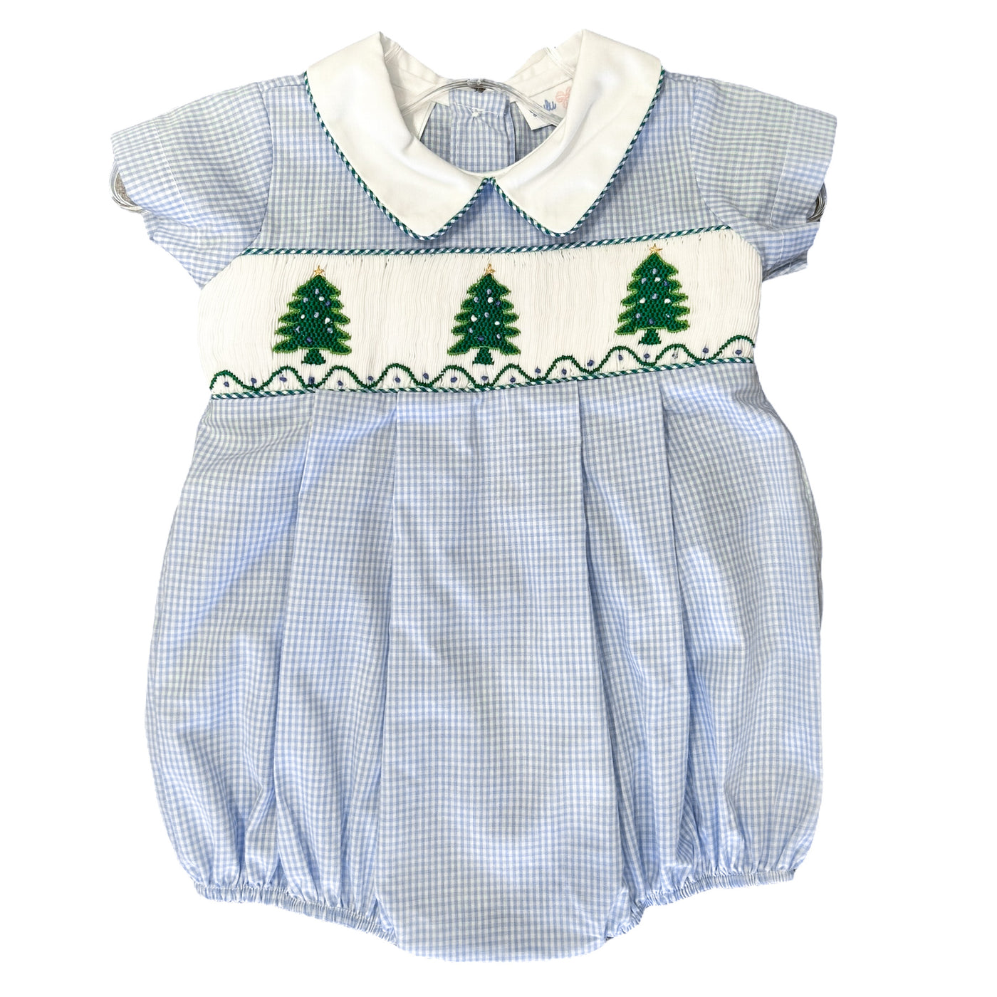 Boys Smocked Christmas Tree Bubble- Lulu Bebe