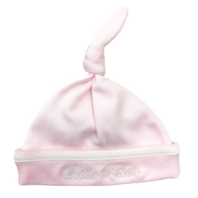 Pink Embroidered Little Sister Baby Hats