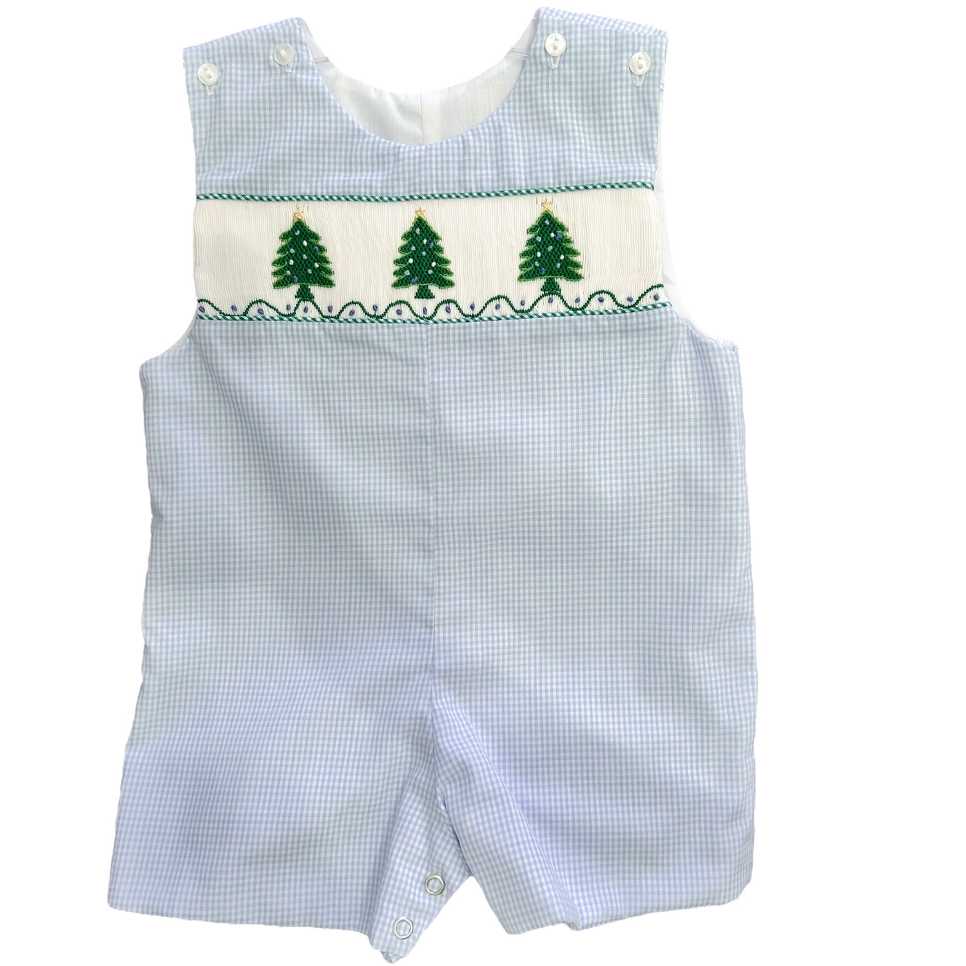 Boys Smocked Christmas Tree Jon Jon - Lulu Bebe